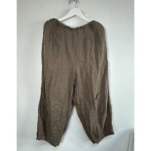 Gerties Womens Brown Pull-On Cropped Pants Large Elastic Waist Pockets Casual